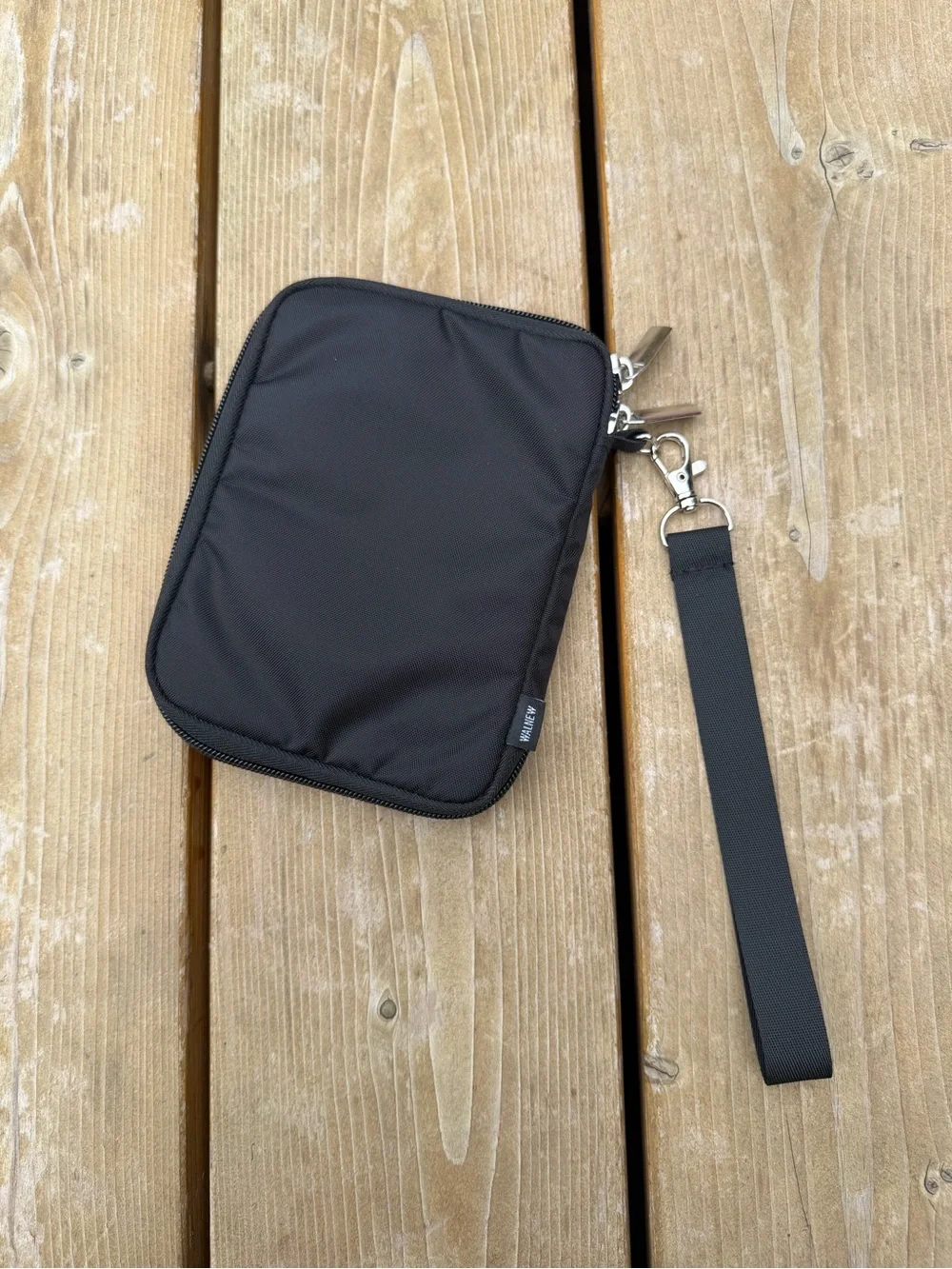 Black RFID-Blocking Wristlet Wallet with Detachable Strap